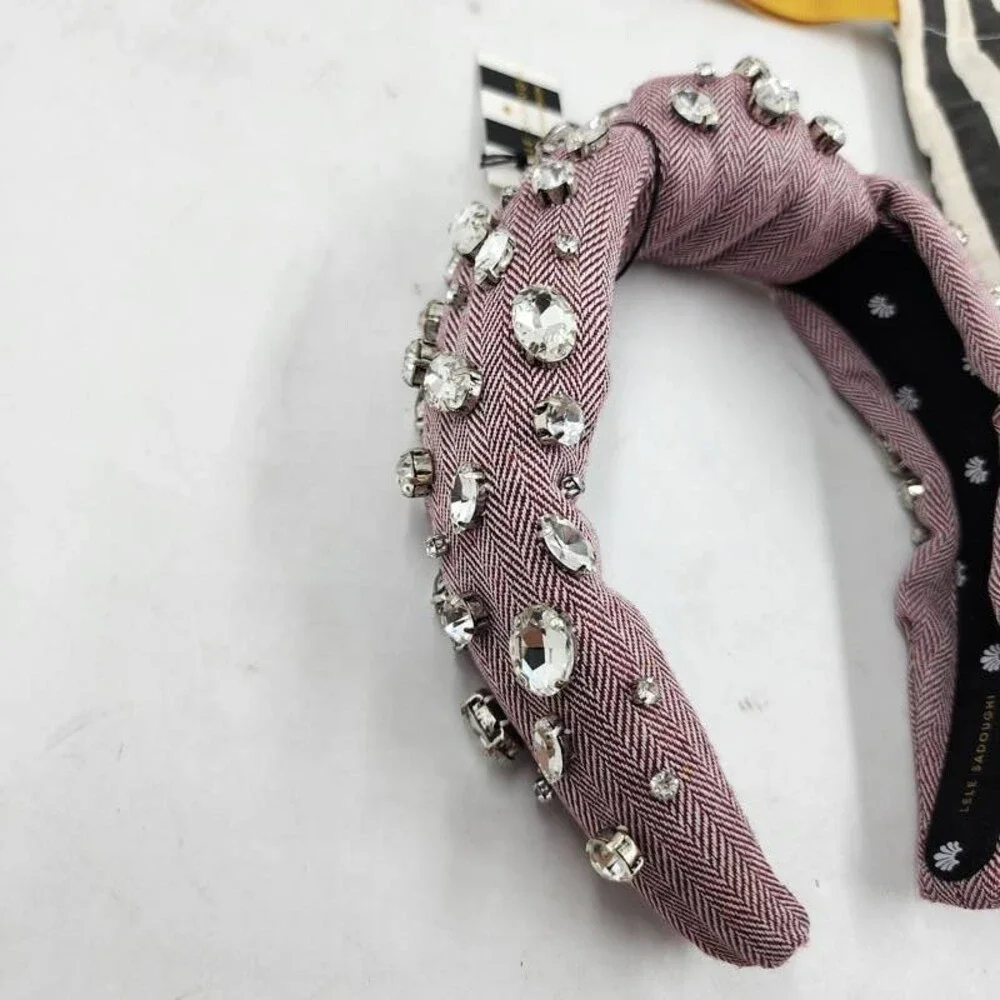 Lele Sadoughi Herringbone Embellished Knotted Headband Women's OS Red/Silver